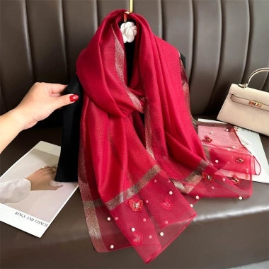 Khăn Choàng Cổ Lụa Tơ Thêu Tay Định Ngọc Họa Tiết Sang Trọng Đẳng Cấp GM Luxury 110k 3