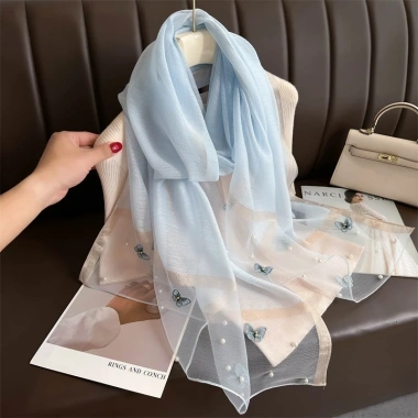 Khăn choàng cổ lụa tơ thêu tay họa tiết đinh ngọc sang trọng đẳng cấp, giảm giá 135k