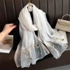 Khăn choàng cổ lụa tơ thêu tay họa tiết đinh ngọc sang trọng đẳng cấp, giảm giá 135k 3
