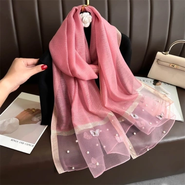 Khăn choàng cổ lụa tơ thêu tay họa tiết đinh ngọc sang trọng đẳng cấp, giảm giá 135k