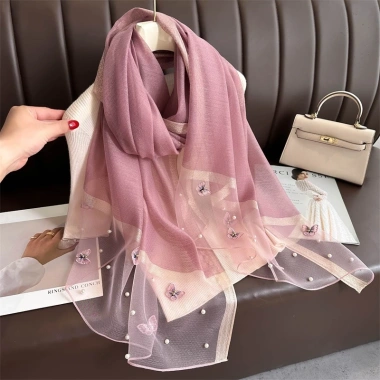 Khăn choàng cổ lụa tơ thêu tay họa tiết đinh ngọc sang trọng đẳng cấp, giảm giá 135k