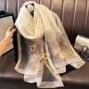 Khăn Choàng Cổ Lụa Tơ Thêu Tay Họa Tiết Sang Trọng Quý Phái Miuna LYLI.99 Giá 279k