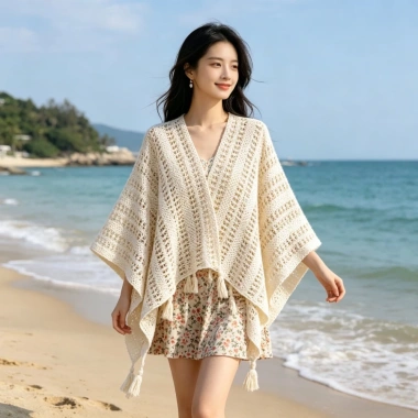Khăn choàng dệt kim thoáng khí, thoải mái, phù hợp đi biển, giao hàng tận nơi, giá ưu đãi 171k