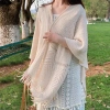 Khăn choàng dệt kim tua rua xám trắng nhạt - Đa mùa, giảm giá 176.584 VND 4