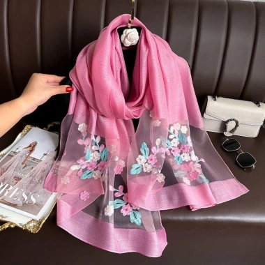 Khăn choàng Hijab nữ WEETW cỡ lớn - Lụa sang trọng thêu hoa, ren sáng bóng, mềm mỏng, giá ưu đãi 164,160₫