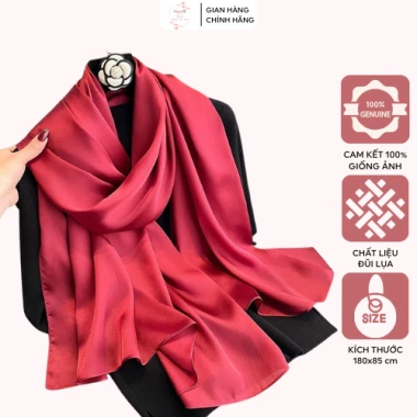 Khăn choàng lụa cao cấp 180x85cm màu trơn, bản to sang trọng, mềm mại, bóng nhẹ