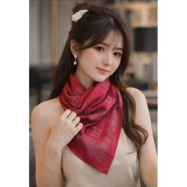 Khăn choàng Lụa Cotton Tencel 90x90cm Khannu KH25 - Họa tiết chữ H, giữ ấm cổ Thu Đông, giảm còn 145.000₫