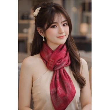 Khăn choàng Lụa Cotton Tencel 90x90cm Khannu KH25 - Họa tiết chữ H, giữ ấm cổ Thu Đông, giảm còn 145.000₫