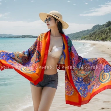 Khăn Choàng Lụa Đi Biển Bản To 180x90cm - Boho Vintage Nikendo KL8 Giá 71.000đ