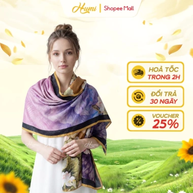Khăn choàng lụa gấm 2 mặt cao cấp HUMI - Quà tặng sang trọng, giảm giá 468k Khăn choàng lụa gấm 2 mặt cao cấp HUMI - Quà tặng sang trọng, giảm giá 468k