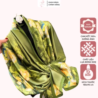 Khăn choàng lụa sen xanh ngọc 180x90cm siêu mềm sang trọng, giá 88.000 VND
