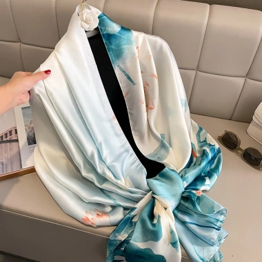 Khăn choàng lụa sen xanh ngọc 180x90cm siêu mềm sang trọng, giá 88.000 VND