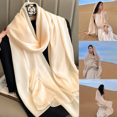 Khăn Choàng Lụa Trơn Cao Cấp KT 180x90 Sang Trọng Bóng Nhẹ Tự Nhiên 112.161₫