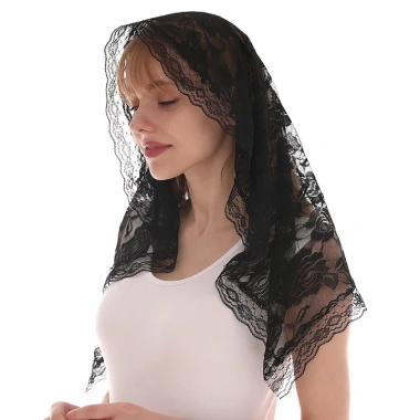 Khăn Choàng Mantilla CUY Ren Công Giáo Veil Nhẹ Tua Rua Thêu Hoa Giá Ưu Đãi 98.330₫