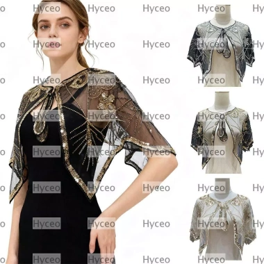 Khăn choàng nắp HYCEO đính cườm Sequin, váy quấn phong cách 1.920 buổi tối, 232k
