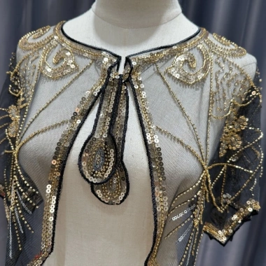 Khăn choàng nắp HYCEO đính cườm Sequin, váy quấn phong cách 1.920 buổi tối, 232k 7