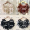 Khăn choàng phòng điều hòa HYCEO vỏ cá họa tiết vảy sequin, dân tộc thanh lịch, sợi tua rua Cape nữ - 190.080 VND