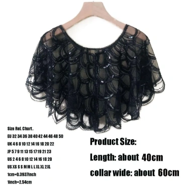 Khăn choàng phòng điều hòa HYCEO vỏ cá họa tiết vảy sequin, dân tộc thanh lịch, sợi tua rua Cape nữ - 190.080 VND
