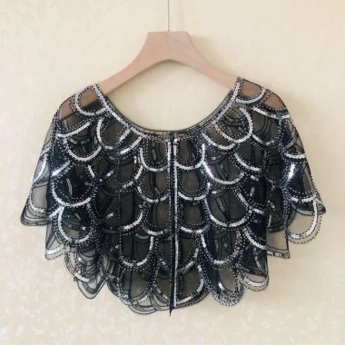 Khăn choàng phòng điều hòa HYCEO vỏ cá họa tiết vảy sequin, dân tộc thanh lịch, sợi tua rua Cape nữ - 190.080 VND