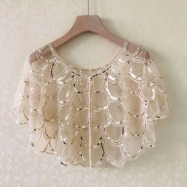 Khăn choàng phòng điều hòa HYCEO vỏ cá họa tiết vảy sequin, dân tộc thanh lịch, sợi tua rua Cape nữ - 190.080 VND