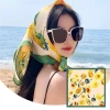 Khăn choàng satin Hàn Quốc 70x70cm hoa văn đẹp màu tươi sáng - Giá chỉ 40.500₫ 5