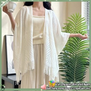 Khăn choàng tua rua màu be - Đạo cụ chụp ảnh chuyên nghiệp, giá ưu đãi 176k