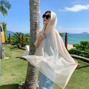 Khăn choàng voan lụa mỏng nhẹ 180x105cm thời trang nữ công sở dự tiệc đi biển - Giá 155k