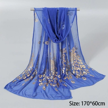 Khăn chống nắng HYCEO - Khăn choàng in hình con công, chống gió, mỏng thoáng khí, màu trơn thời trang, chỉ 58.320đ