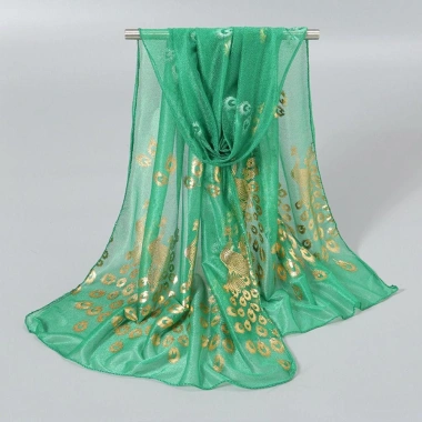 Khăn chống nắng HYCEO - Khăn choàng in hình con công, chống gió, mỏng thoáng khí, màu trơn thời trang, chỉ 58.320đ