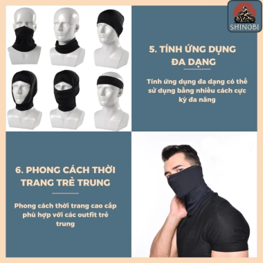 Khăn đa năng SHINOBI chống nắng, thấm hút, thun lạnh co giãn cho nam nữ lái xe và đạp xe đường dài - Giá 39.000 VND