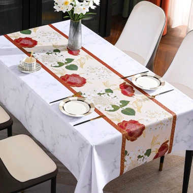 Khăn decor sang trọng trải bàn PVC cao cấp họa tiết hoa sen, giảm giá 190.000đ 6