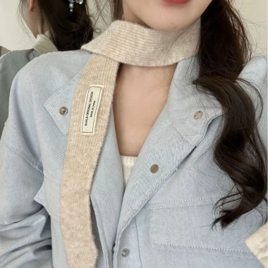 Khăn dệt kim HYCEO - Quàng cổ hẹp màu trơn mềm mại, ấm cổ len thời trang nữ 90k