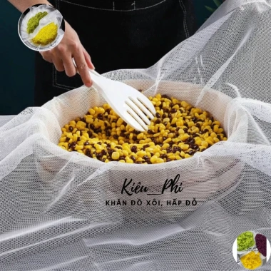 Khăn Đồ Xôi Lưới Tuyn Trắng - Khăn lót hấp xôi bánh bao, bánh chưng, đậu đỗ Giá 10.000 VND