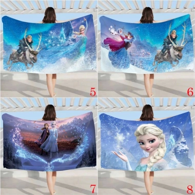 Khăn Frozen Anna và Elsa - Khăn bơi một mặt mềm thấm hút vải Terry, giảm 20%