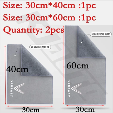 Khăn Giặt Xe Vinfast A Fadil VF E34 - Microfiber Thấm Hút, Không Phai Màu, Kéo Dài 6