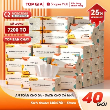 Khăn giấy ăn đa sắc Topgia 240 tờ 4 lớp dập vân 4D mềm mịn - Giá ưu đãi 65.000