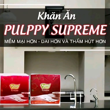 Khăn Giấy Ăn Lụa Pulppy Supreme Đỏ 2 Lớp 80 Tờ 33x33cm - Giá Ưu Đãi 97.000₫
