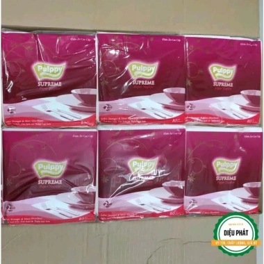Khăn Giấy Ăn Lụa Pulppy Supreme Đỏ 2 Lớp 80 Tờ 33x33cm - Giá Ưu Đãi 97.000₫