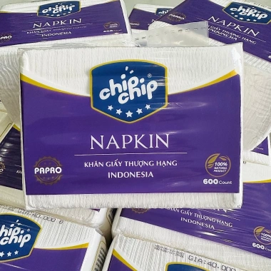 Khăn giấy ăn Napkin Chipchip 600 tờ 0.5kg - Siêu mềm, thấm tốt, giá chỉ 36.500₫