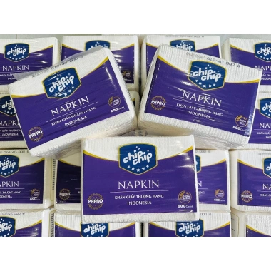 Khăn giấy ăn Napkin Chipchip 600 tờ 0.5kg - Siêu mềm, thấm tốt, giá chỉ 36.500₫