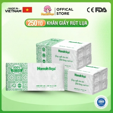 Khăn giấy ăn XANH VIỆT Hannah Seyo dạng rút siêu dai mềm mịn, bột gỗ nguyên sinh, an toàn cho da - chỉ 15.000đ