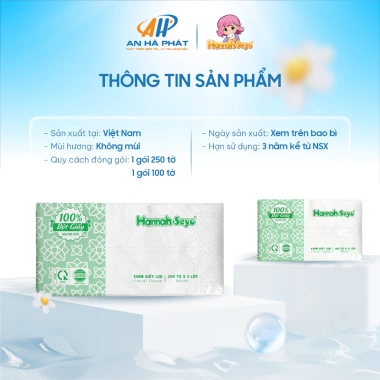 Khăn giấy ăn XANH VIỆT Hannah Seyo dạng rút siêu dai mềm mịn, bột gỗ nguyên sinh, an toàn cho da - chỉ 15.000đ