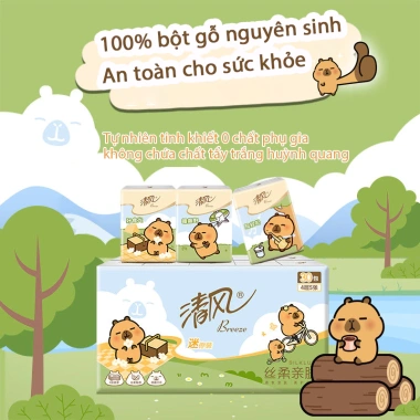 Khăn giấy Breeze mini 30 gói bỏ túi họa tiết Capybara đáng yêu Giá 72.000 VNĐ