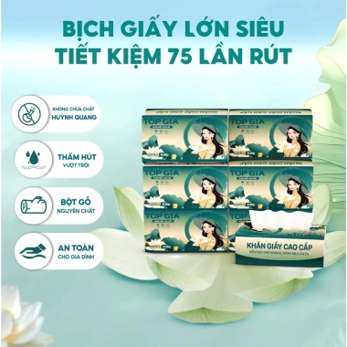 Khăn giấy cao cấp Topgia Sắc Việt 4 lớp 300 tờ thùng 20 gói mềm mịn không kích ứng da chỉ 99.000 VND