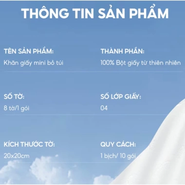 Khăn giấy khô bỏ túi mini TOPGIA 1 bịch 10 gói - 8 tờ, giấy dai mịn, chỉ 20.000đ 7