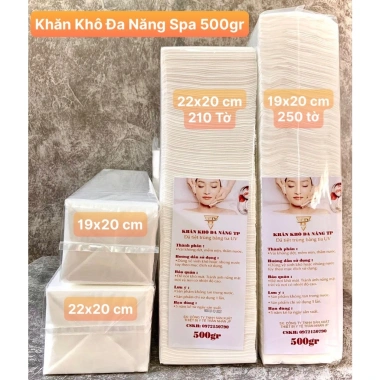 Khăn giấy lau mặt Spa tiệt trùng 500gr - Khăn khô đa năng 250 tờ mềm mịn, 79.000đ 2