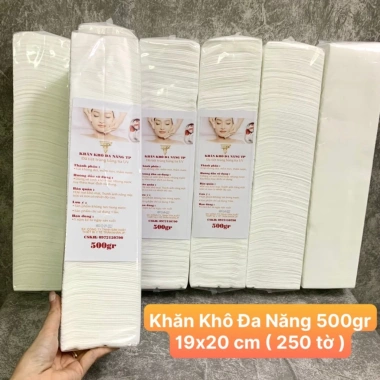 Khăn giấy lau mặt Spa tiệt trùng 500gr - Khăn khô đa năng 250 tờ mềm mịn, 79.000đ 7