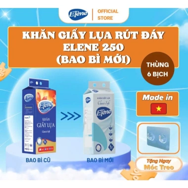 Khăn Giấy Lụa Rút Đáy Elene 250 Lần 4 Lớp Mềm Mịn, An Toàn, Giá 179.999đ 10 Khăn Giấy Lụa Rút Đáy Elene 250 Lần 4 Lớp Mềm Mịn, An Toàn, Giá 179.999đ 10