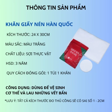Khăn Giấy Nén Hàn Quốc Cao Cấp 1 Lần – Tiện Lợi Khi Du Lịch, Giá 4.500đ