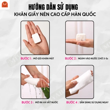 Khăn giấy nén Hàn Quốc MIYABI 2 lớp 24x30cm COMBO 10 viên kẹo du lịch công tác cao cấp 20.000 VND 9